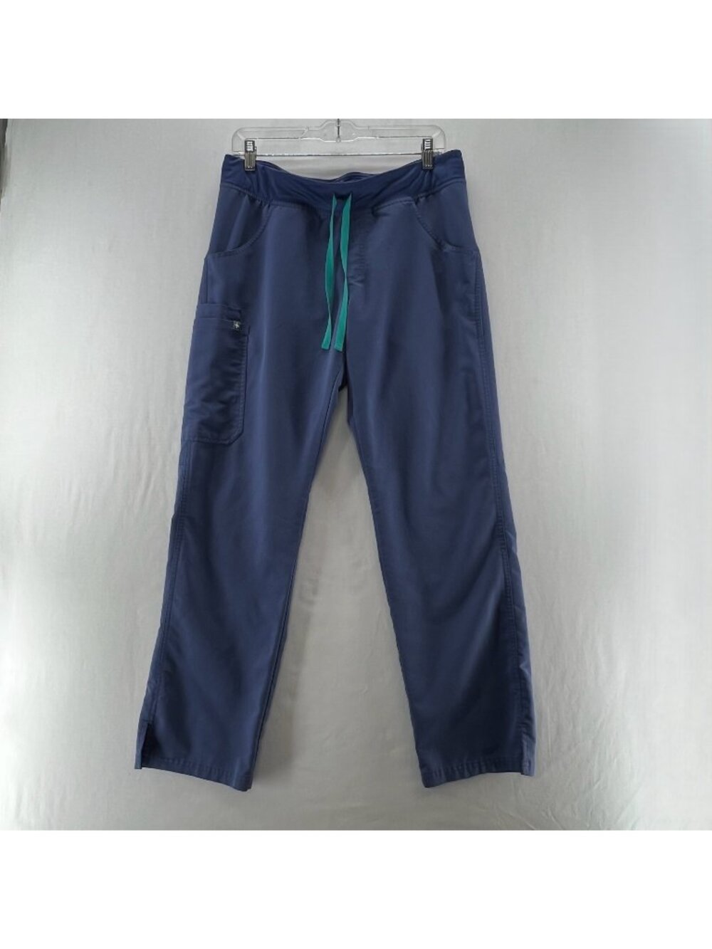 FIGS Kade Cargo Scrub Pants Women M Straight Leg Drawstring Medical Uniform Blue
